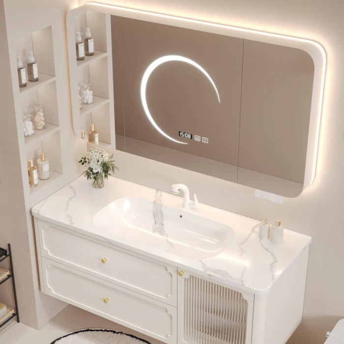 Display Bathroom Cabinet Ceramic Integrated Basin Combination French Cream Style Bathroom Sink Washbasin YX50BC