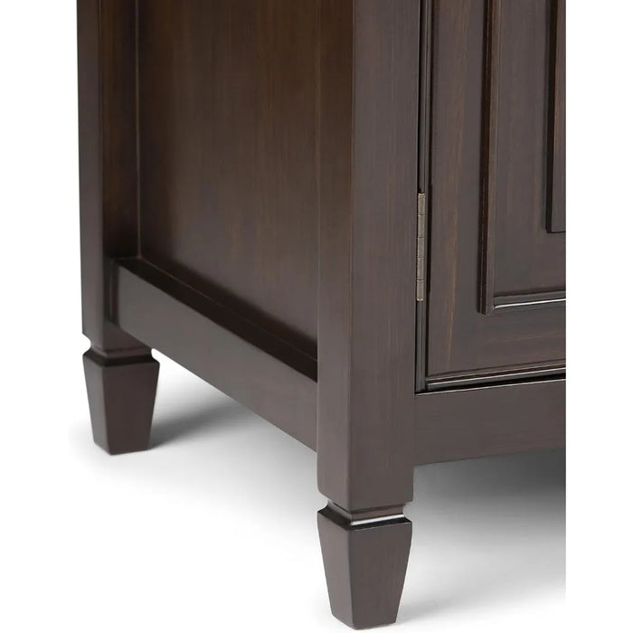 SOLID WOOD 72 Inch Wide Traditional TV Media Stand in Dark Chestnut Brown for TVs up to 80 Inches, for living room, bedroom