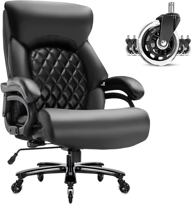 Big and Tall Office Chair for Heavy People, High Back E xtra Wide Heavy Duty Executive Office Chair Comfortable for Home Off
