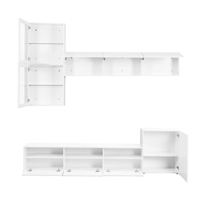 Ample Storage Space TV Stand for TVs Up to 75" , Entertainment Center with Wall Mounted Floating Storage Cabinets