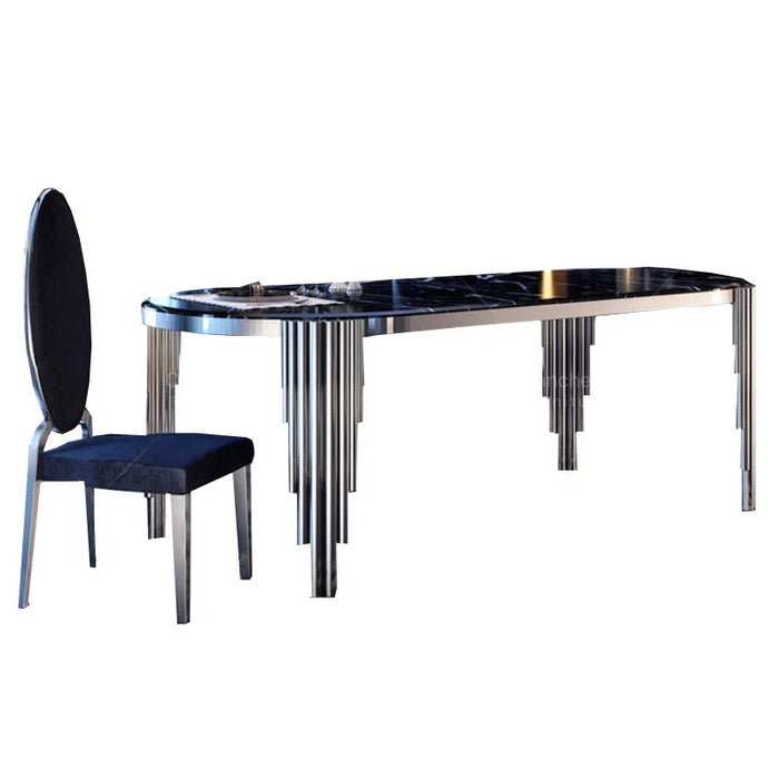 New rectangular marble dining table light luxury high-grade stainless steel dining table and chair combination