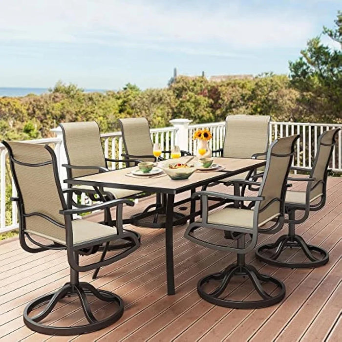 Patio Dining Set for 6, Outdoor Patio Dining Set Including 59" Rectangular Patio Dining Table and 6 Swivel Dining Chair