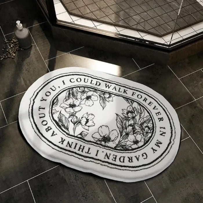 Luxury Retro Floral Bath Floor Mat Foot Mats Absorbent Bathroom Carpet Non-Slip Quick Drying Toilet Porch Area Room Rug Washable