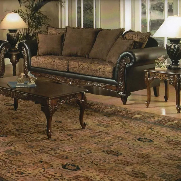 Living Room Microfiber Sofa, with 2 Seat, 2-Tone Chocolate Sofas
