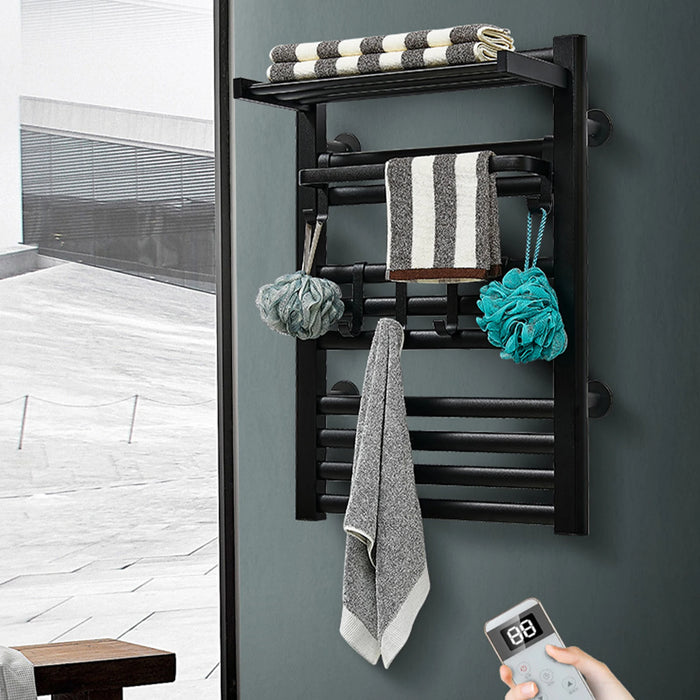 Towel Warmer Rack Bathroom Heated Towel Drying Racks Wall Mounted Stainless Steel Black Bath Towel Heater with Remote Control