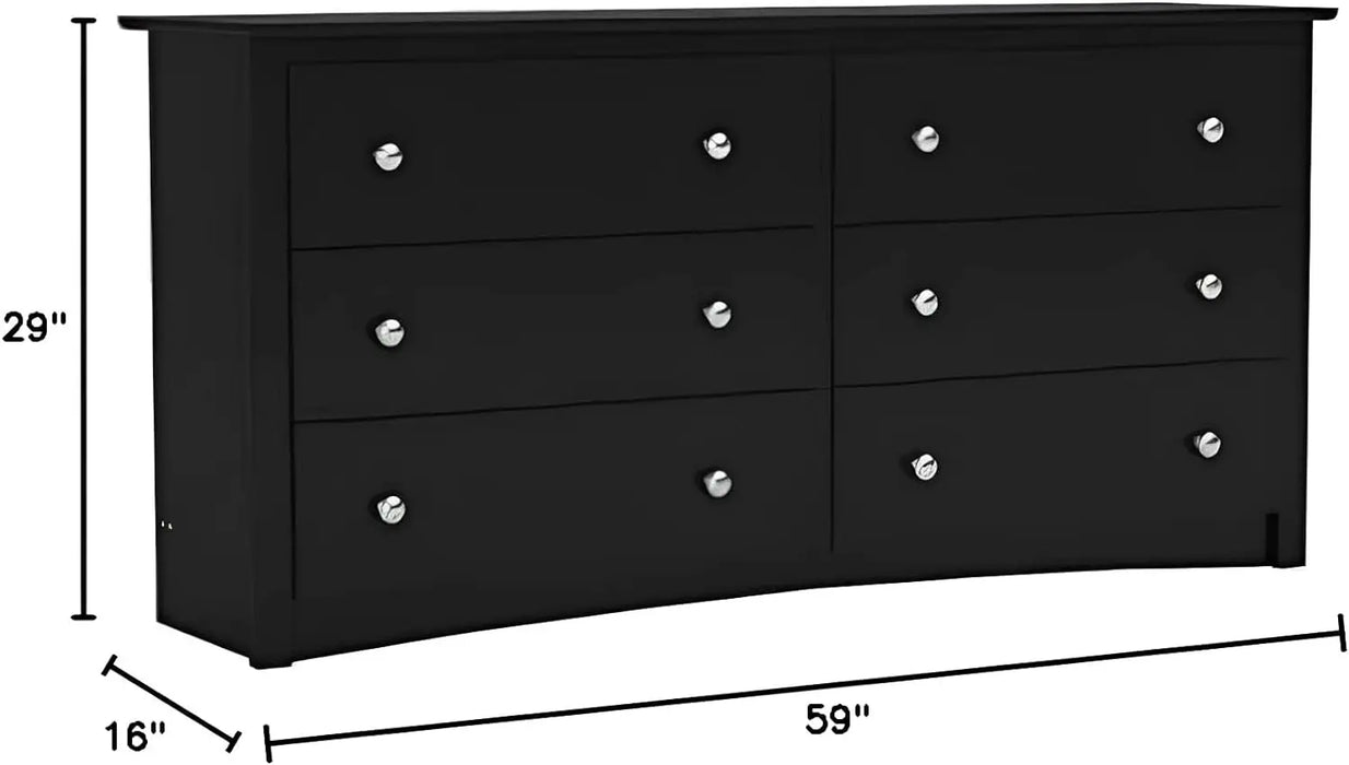 Sonoma Bedroom Furniture: Black Double Dresser for , 6-Drawer Wide Chest of Drawers, Traditional  Dresser,