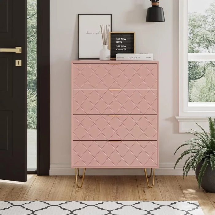 Tall Storage Dresser Chest Cabinet Organizer Unit with Metal Legs, Small Dresser for Bedroom, Living Room, Closet