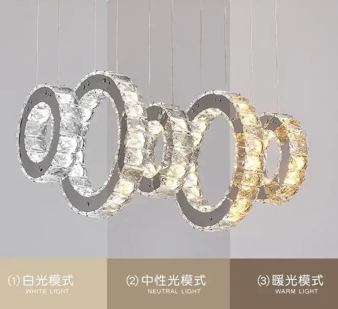LED Modern Crystal Lighting Stainless Steel Chandelier Pendant Lamp JY9218