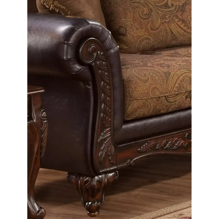 Living Room Microfiber Sofa, with 2 Seat, 2-Tone Chocolate Sofas