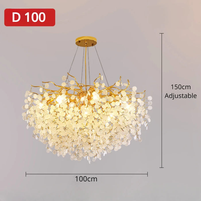 Nordic Luxury Round Crystal Pendant Chandelier Designer Lamp for Bedroom Living Room Luminaire Hanging Light Fixtures Home Decor