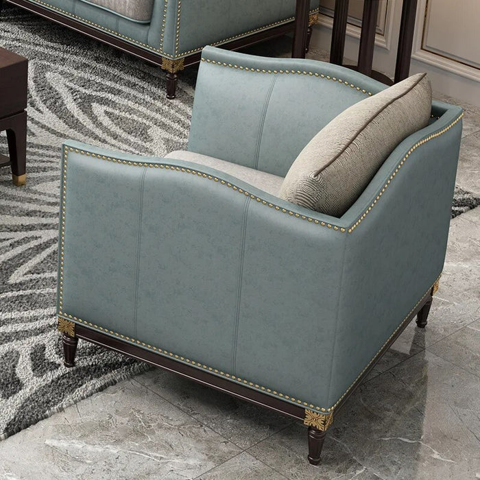 American Light Luxury Sofa Living Room Full Set Of Combination Set Postmodern Small Apartment Head Layer Cowhide Simple Style Fu