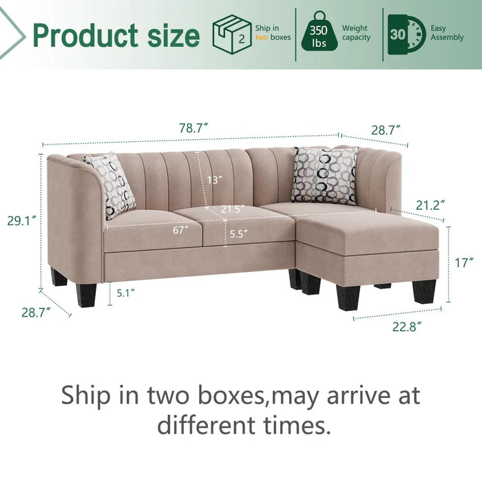 2023 New Convertible Sectional Sofa Couch, 3 Seat L Shaped Sofa