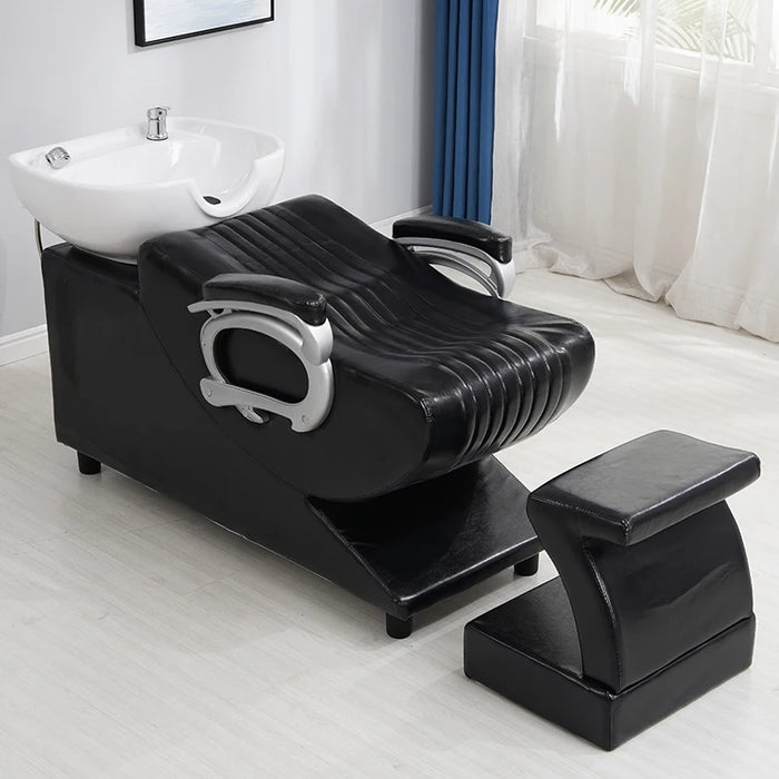 Barb Hair Salon Shampoo Chairs Dedicated Customization Pottery Pot Simplicity Shampoo Chairs Lie Massageador Furniture QF50SC
