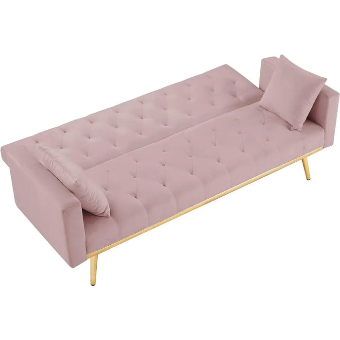 Lifeand Convertible Folding Futon Bed,Sleeper Sofa Couch for Compact Living Space, Pink