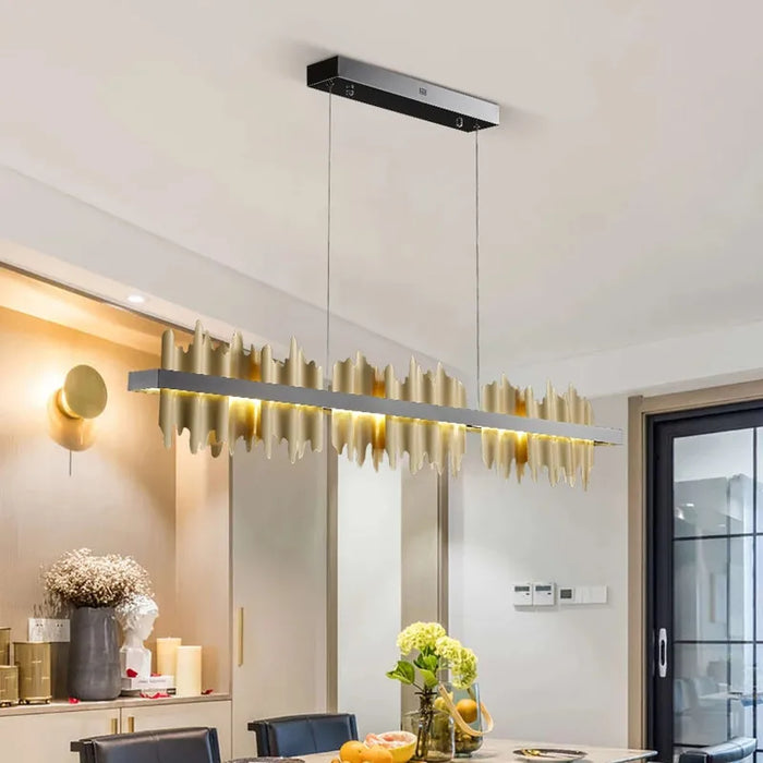 Modern Minimalist Light Luxury Restaurant Chandelier Designer Metal Creative Bar Personality Long Dining Chandelier Dimmable
