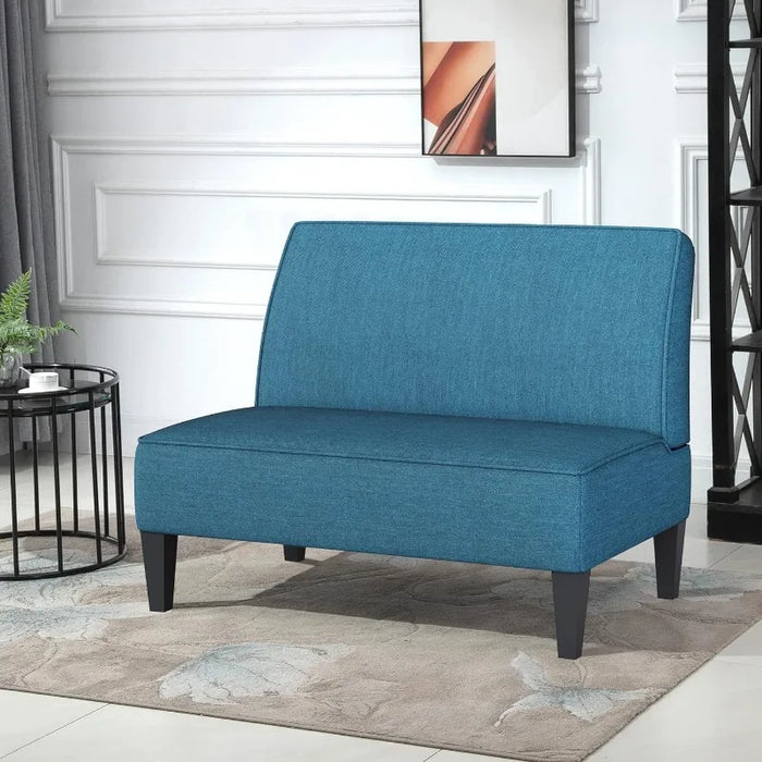 Loveseat Sofa, Upholstered Small Sofa Couch Mini Love seat Sofas for Bedroom Living Room (Blue)