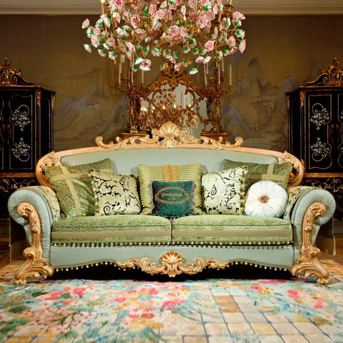 European villa living room furniture customized French solid wood carved high-grade sofa cloth combination