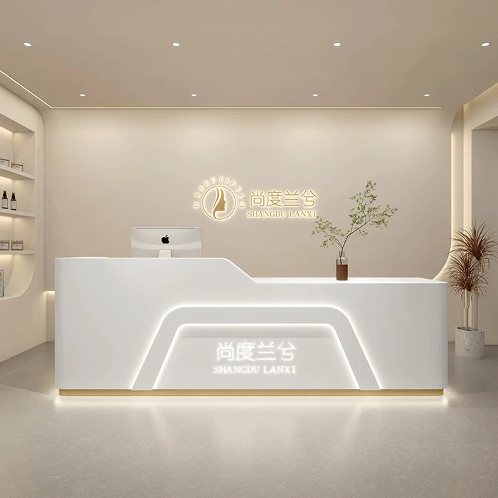Luxury Office Reception Desks White Commercial Modern Simple Cabinet Nails Reception Desks Hotel Comptoir Caisse Furniture
