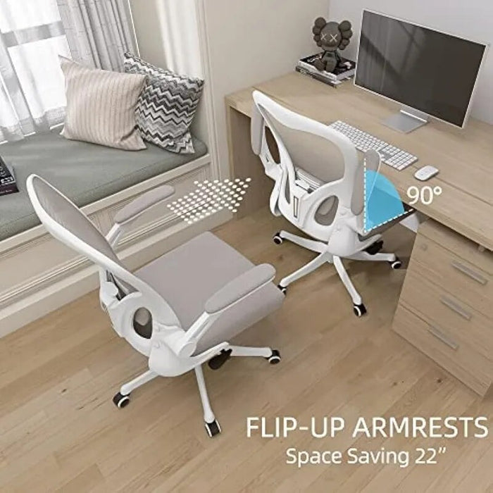 Monhey Desk Computer Chairs - Ergonomic with Lumbar Support & Flip-up Arms Home Office Height Adjustable High Back