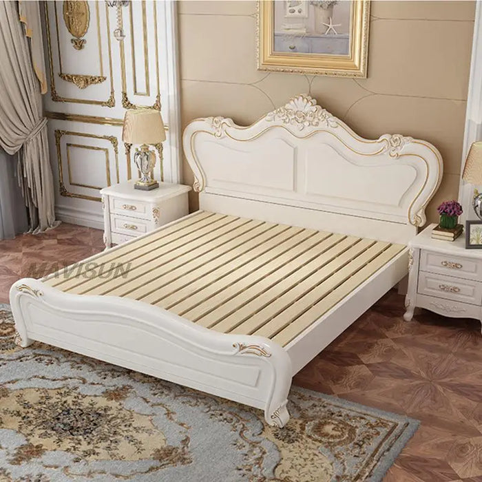 All Solid Wood European Oak 1.8m Double Bed High-End Master Bedroom Furniture Princess Wedding Bed 1.5m With Storage Space