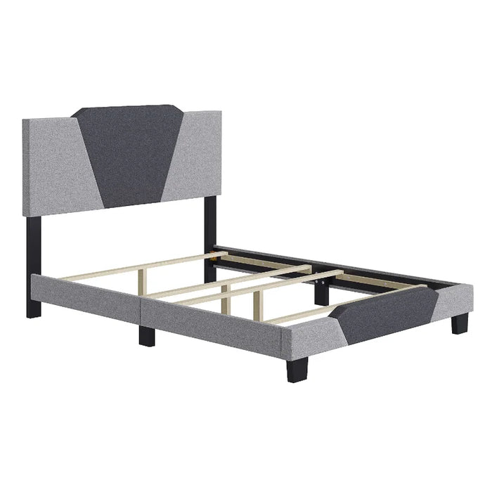 Boyd Sleep Tuscany Upholstered Geometric Charcoal and Gray Linen Platform Bed Frame, Queen