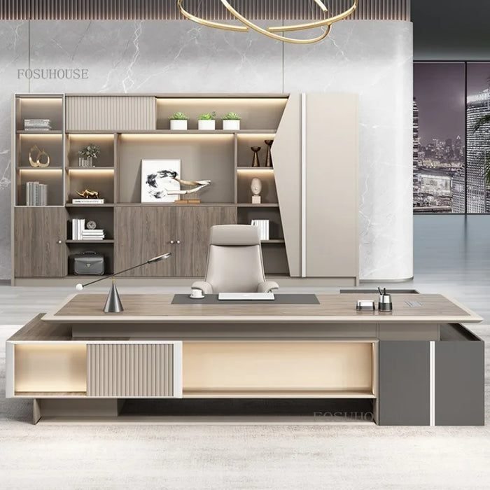 Italian Office Boss Desks Table Simple Modern President Desk Office Furniture Large Manager Computer Desk and Chair Set K