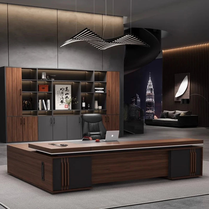 Customized Office Boss Desk Combination Bookshelf General Furniture Manager Office President Desk Simple Modern Office Desk
