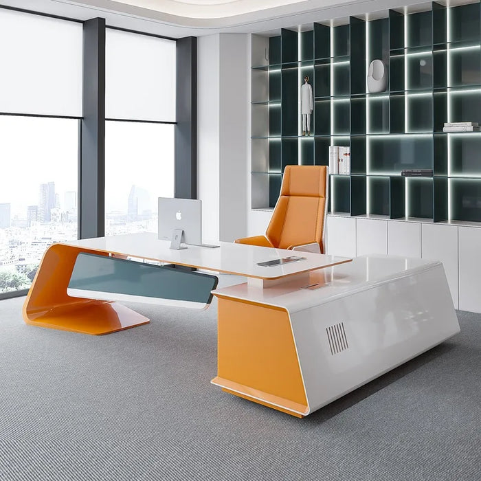Executive Storage Office Desks Shelf Boss Conference Desktops Solid Wood Modern Reception Computer Escritorio Office Furniture