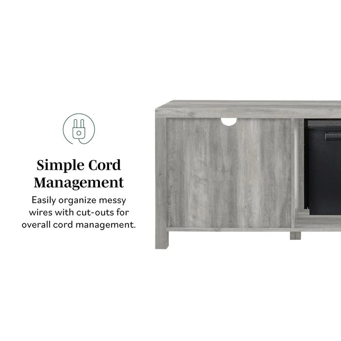 2024 New Metal Mesh and Wood Fireplace TV Stand