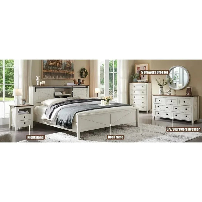 Dresser, Bedroom with 8 Drawer Dresser Cabinet, Wooden Country Wide Drawers, Storage Dresser Bedroom, Living Room, Dresser