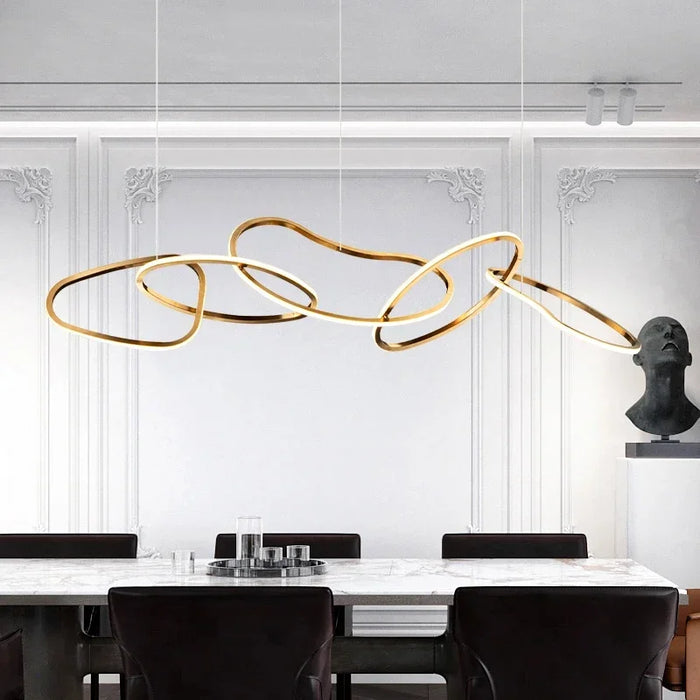 Modern Annular Led Pendant Light Dimmable for Dining Room Coffee Tables Kitchen Chandelier Home Decor Hanging Light Fixture