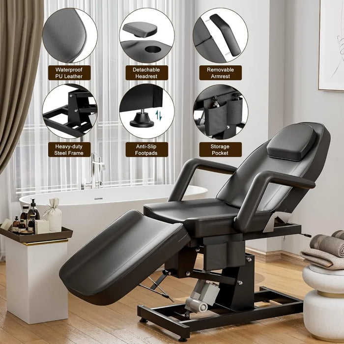 Paddie Electric Height Adjustable Tattoo Chair with Professional Facial Steamer, Electric Massage Table