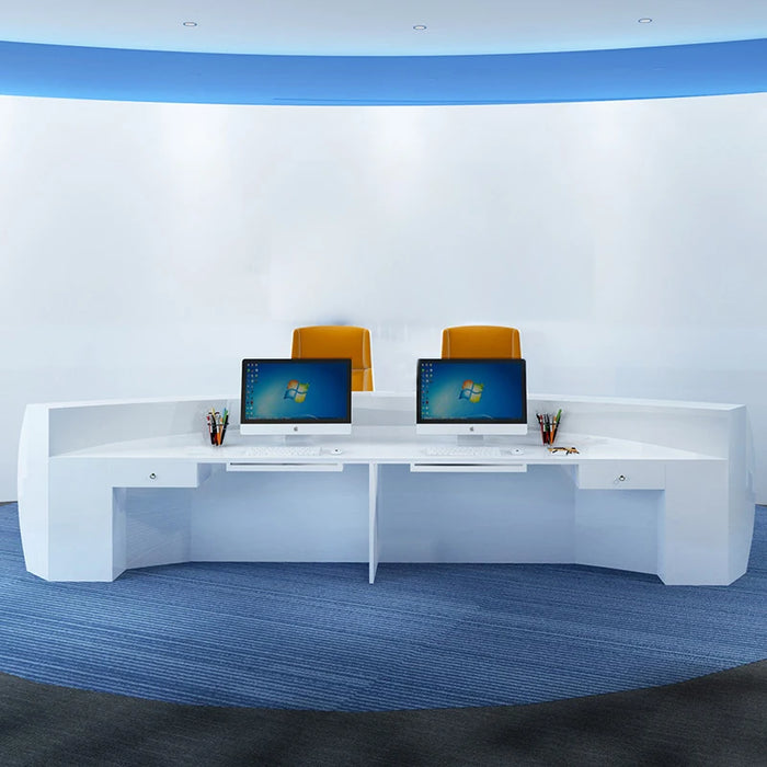 Front Desk: Company Reception Desk Modern Simple Lacquer Curved Service Desk, Creative Beauty Salon Bar Cash Register Customized