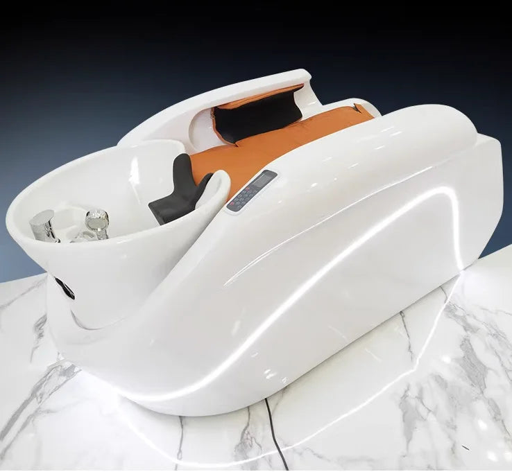 Smart massage ceramic basin shampoo bed Barbershop hair salon with fumigated water circulation head treatment hair care bed