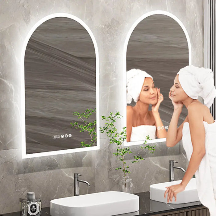 LUVODI Illuminate Backlit Light Bathroom Vanity Mirror with Time and Temperature Display