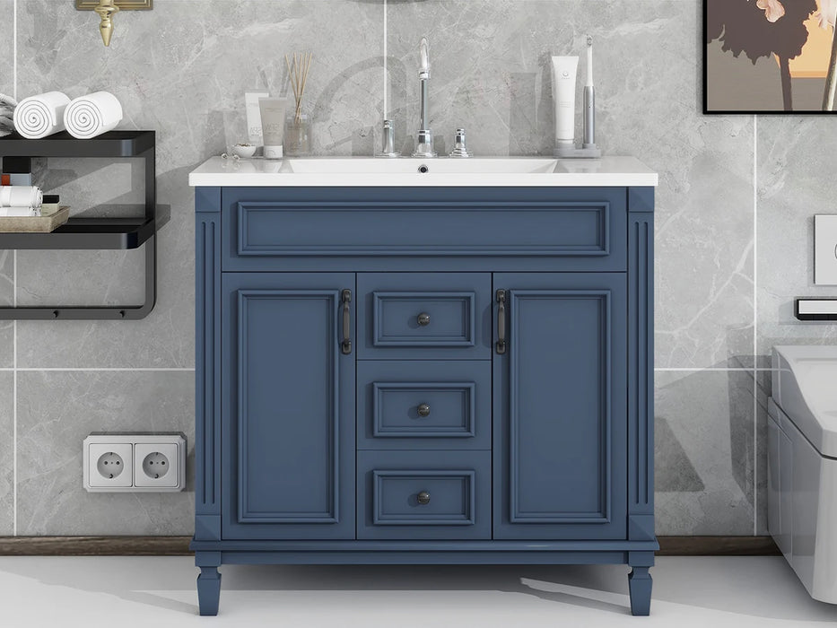 36'' Bathroom Vanity with Top Sink, Modern Bathroom Storage Cabinet with 2 Soft Closing Doors and 2 Drawers, Single Sink Bathroo