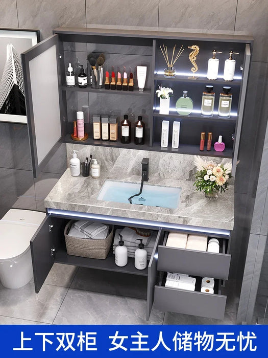 New European-style Bright-faced Slate Ceramic Basin Bathroom Cabinet Combination Intelligent Induction Toilet Washbasin Sink Set