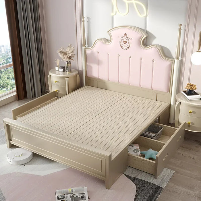 American style soft bag princess bed 1.8m master bedroom double bed French solid wood bed Light luxury modern minimalist girl be