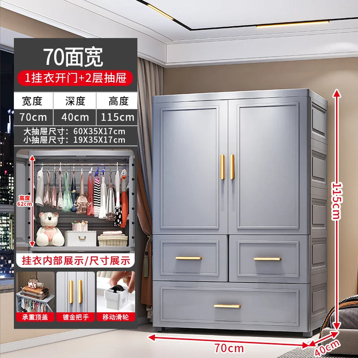 Wardrobe Clothes Organizer Home Organizer Plastic Cupboard Room Divider Mirror Cabinets Armoires De Salon Bedroom Furniture