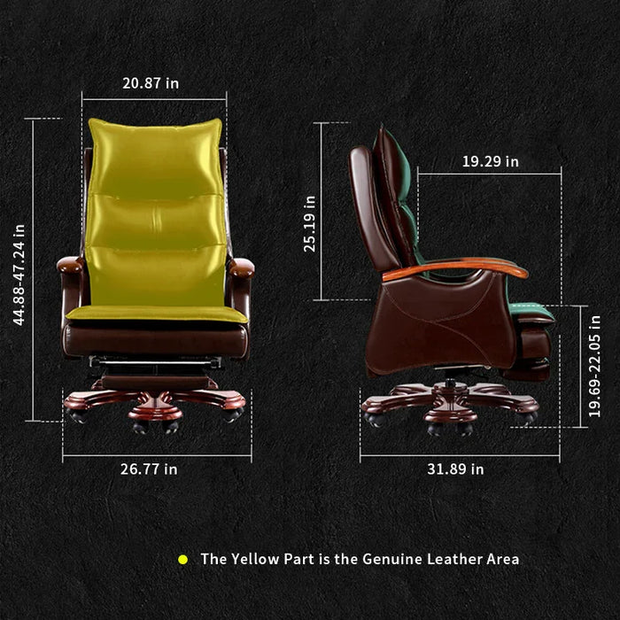 Kinnls Chad Gaming Chair Recliner Massage Chair Genuine Leather Ergonomic Managerial Executive Office Chairs Boss Chair