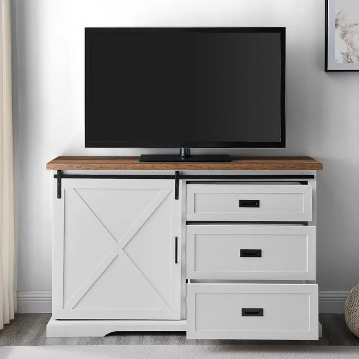 Modern Farmhouse Wood Sliding XBarn Door Buffet Sideboard Living Room Entryway Serving Storage Cabinet Doors-Dining Room Console