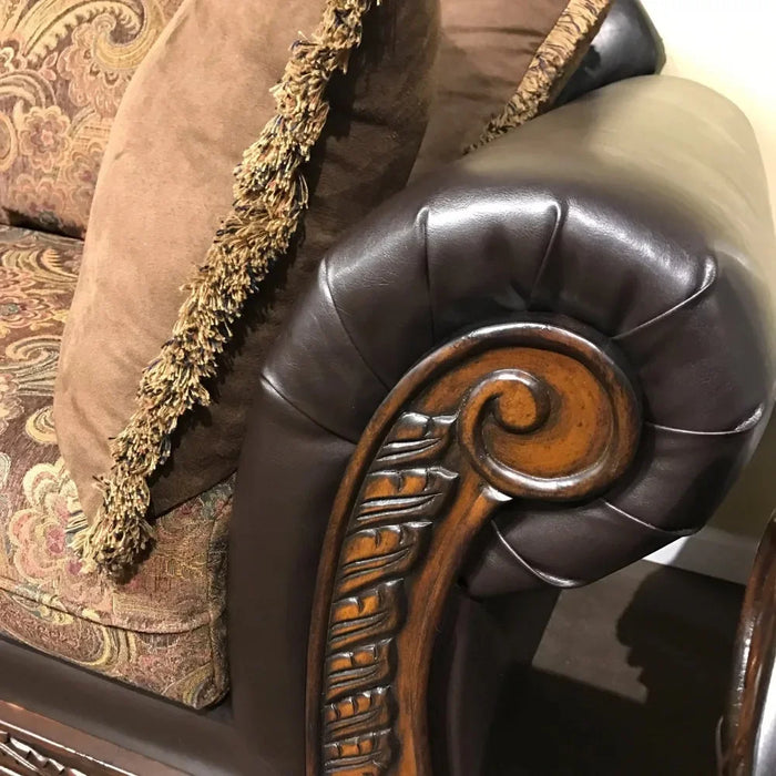 Living Room Microfiber Sofa, with 2 Seat, 2-Tone Chocolate Sofas