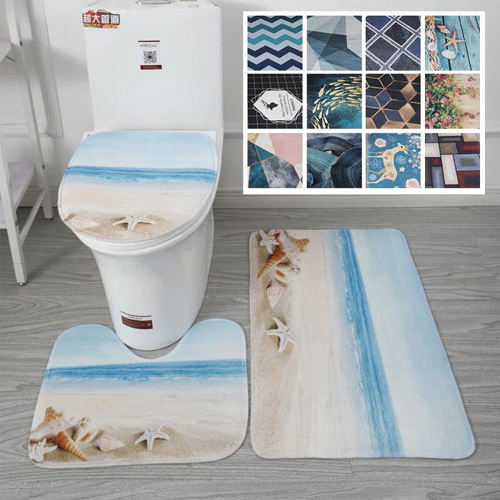 3 Pcs 15 Styles Bath Mat Set Bathroom Carpet Rug Toilet Mat Anti Slip Absorbent Marble Decoration Door Foot Pad Memory Foam New