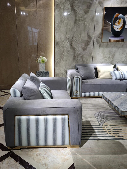 Italian light luxury matte leather sofa combination postmodern villa mansion large living room full set of furniture