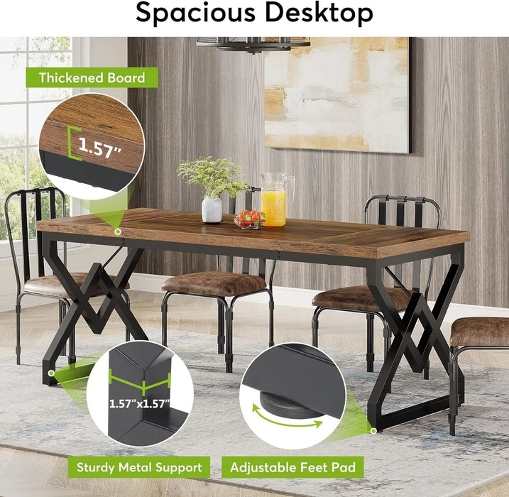 Tribesigns 63 Inch Executive Desk, Large Office Computer Desk with Extra Thick Wooden Tabletop and Metal Frame, Modern Simple Wo