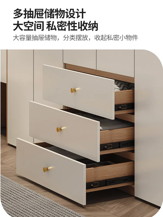 Log wardrobe home bedroom Nordic modern door combination Japanese small household storage cabinet