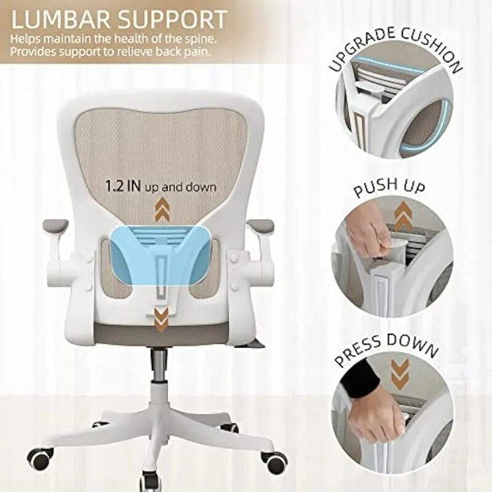 Monhey Desk Computer Chairs - Ergonomic with Lumbar Support & Flip-up Arms Home Office Height Adjustable High Back