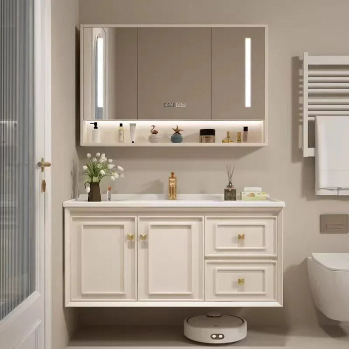 American Modern Bathroom Sink Cabinet Simple Smart Ceramic Integrated Washbasin Mirror Cabinets Combination Home Furniture