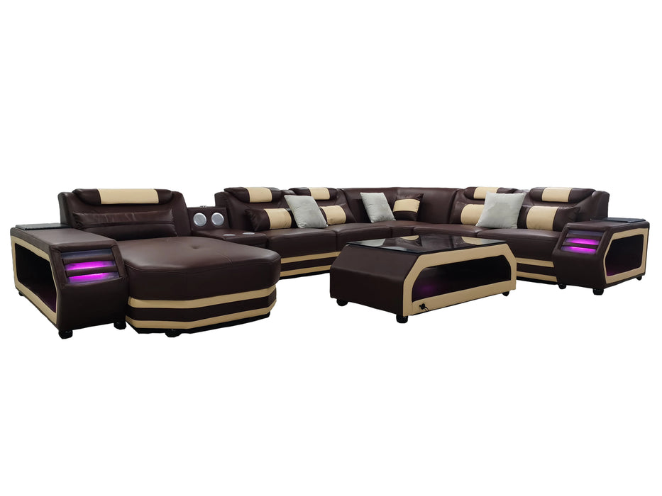 Hot Sale Modern Living Room Sofas White Italian Half Leather Couch U Shape Chesterfield Sofa