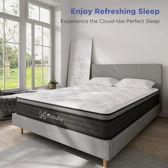 Queen Mattress,10 Inch Hybrid Mattress in A Box with Gel Memory Foam Mattress,Pressure Relief,Back Pain Relief Free Shipping